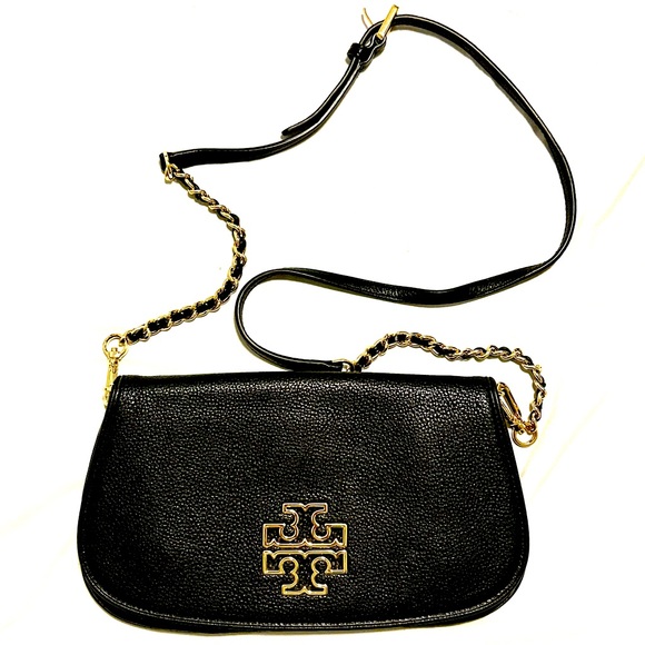 Tory Burch Bags Tory Burch Britten Crossbody Bag Black And Gold Poshmark